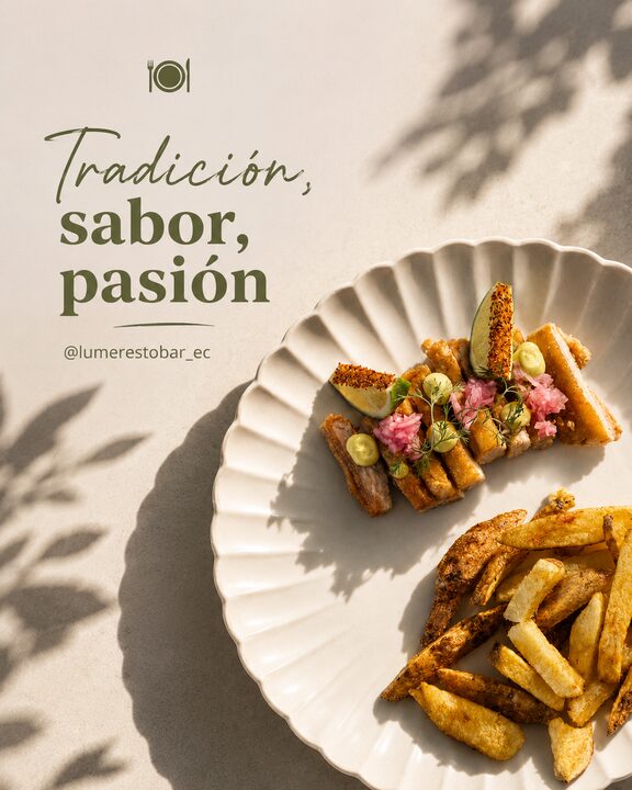 Fotografía comercial de plato y comunicación de marca.